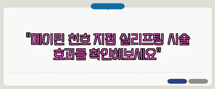 "메이린 천호 지점 실리프팅 시술 효과를 확인해보세요"